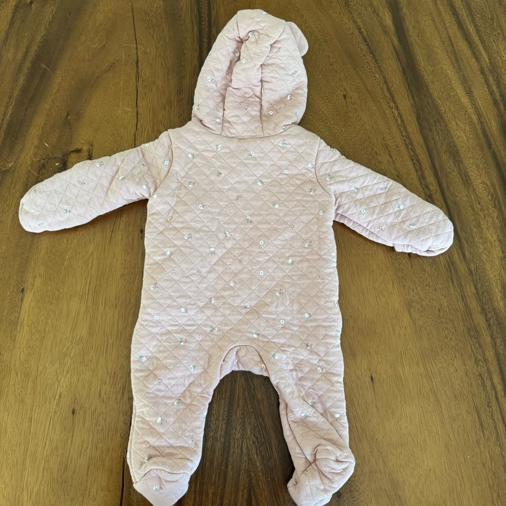 NEW Carter’s Pink & Floral Quilted Baby Girl Footed One Piece Outerwear 3M - Picture 4 of 5